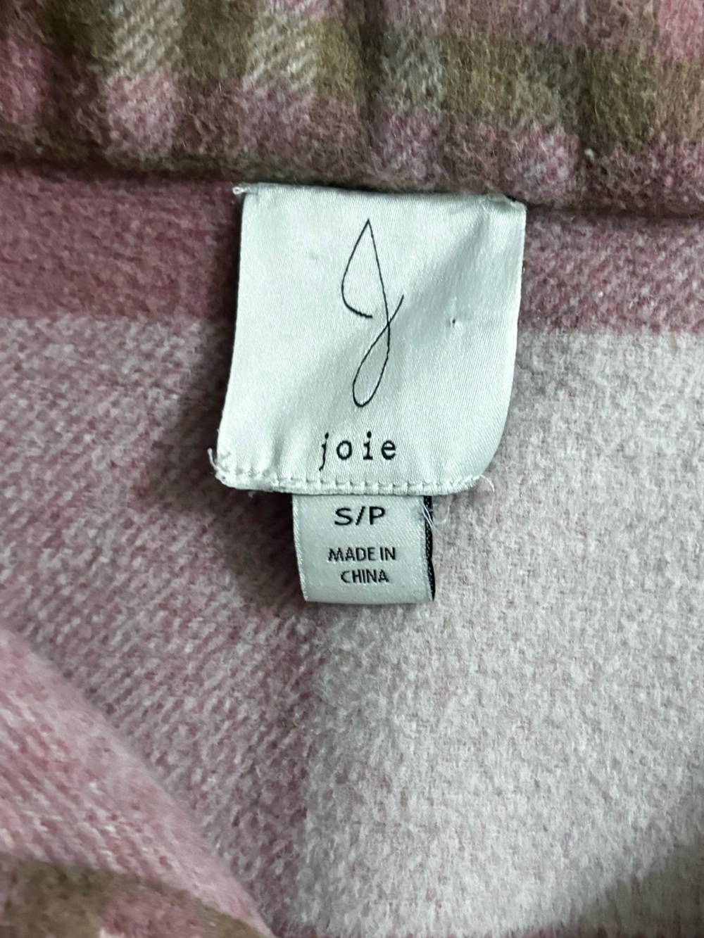 Joie Shacket Pink Brown Plaid Button-Front Flannel Coat Shirt Jacket Wool Blend - Picture 7 of 8